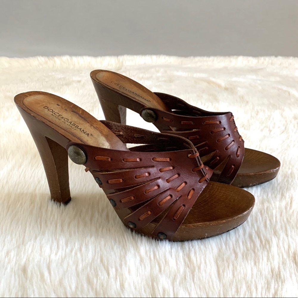 DOLCE & GABBANA Leather Platform Sandals - Picture 2 of 8